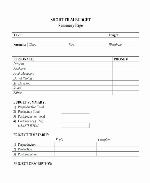 Short Film Budget Template Lovely 15 Bud Proposal Template