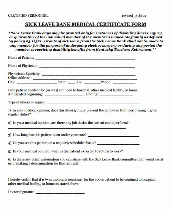 Sick Leave form Template Awesome 46 Medical Certificate Samples Word Psd Ai
