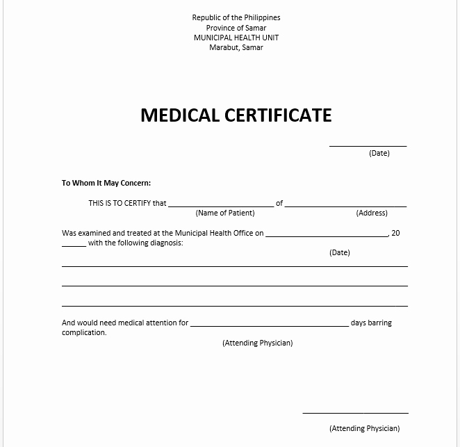 Sick Leave form Template Elegant Medical Certificate for Sick Leave – Medical form Templates