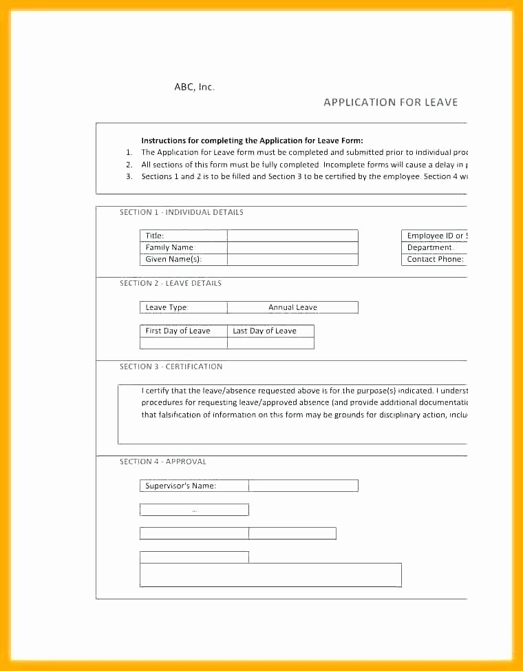 Sick Leave form Template Fresh Annual Leave form Template