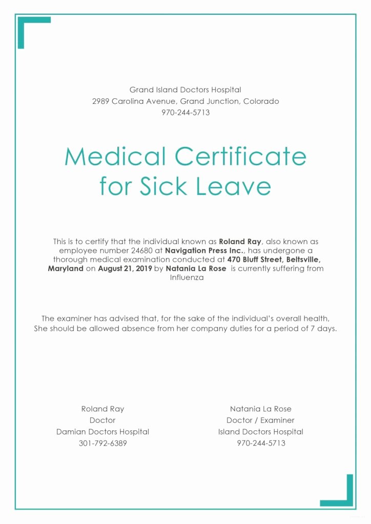 Sick Leave form Template Fresh Modification Template Of Free Medical Certificate for Sick
