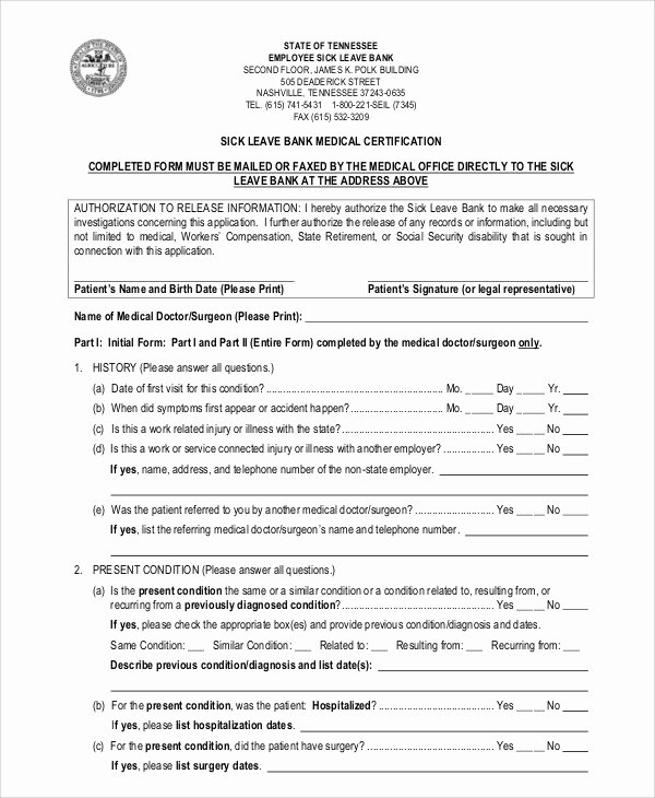 Sick Leave form Template Fresh Sample Medical Certificate for Sick Leave 7 Examples In