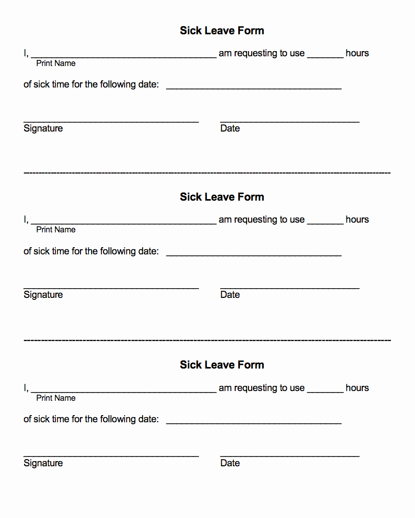 Sick Leave form Template New Employee forms Excel Personnel Services