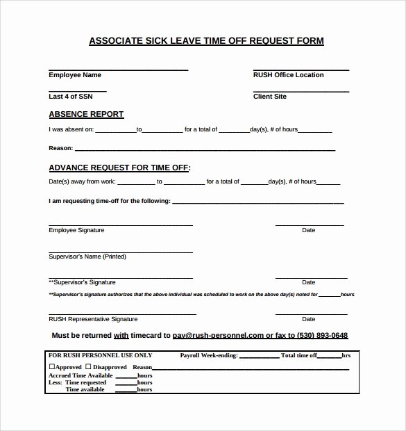 Sick Leave form Template New Sample Time F Request form 23 Download Free Documents