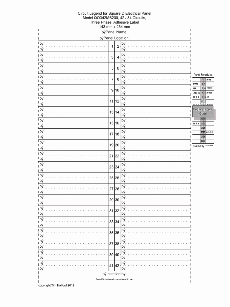Siemens Panel Schedule Template Awesome Breaker Box Directory Template Fill Line Printable