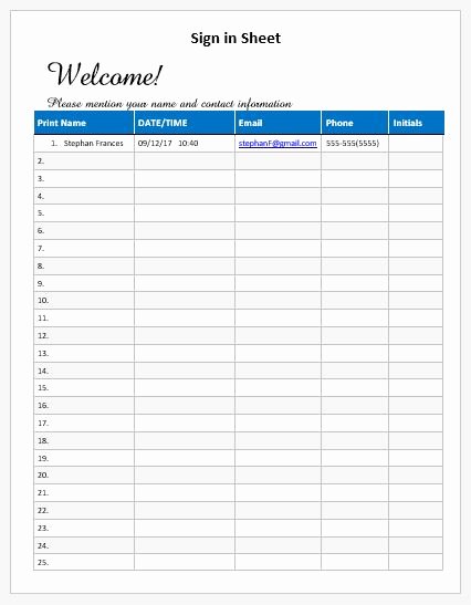 Sign In Sheet Template Doc Fresh Conference Sign In Sheet