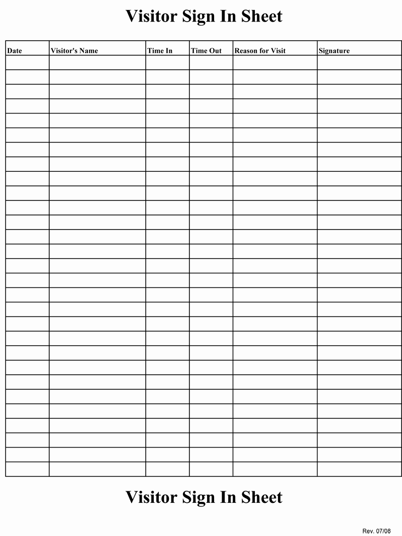 Sign In Sheet Template Doc Inspirational Sign In Sheet Template