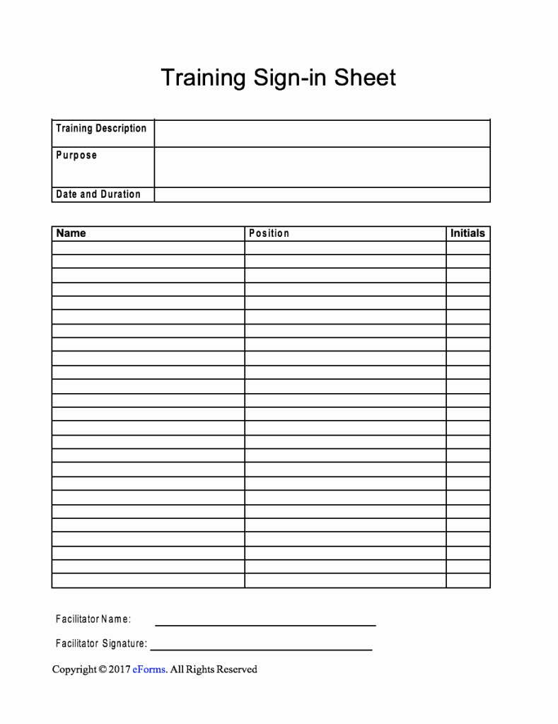 Sign In Sheet Template Doc Inspirational Training Sign In Sheet Template