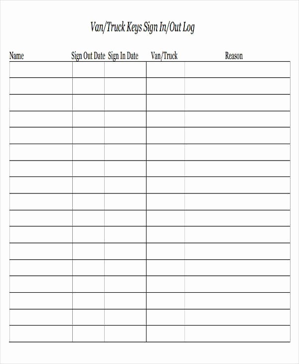 Sign Out Sheet Template Excel Elegant Key Log Templates