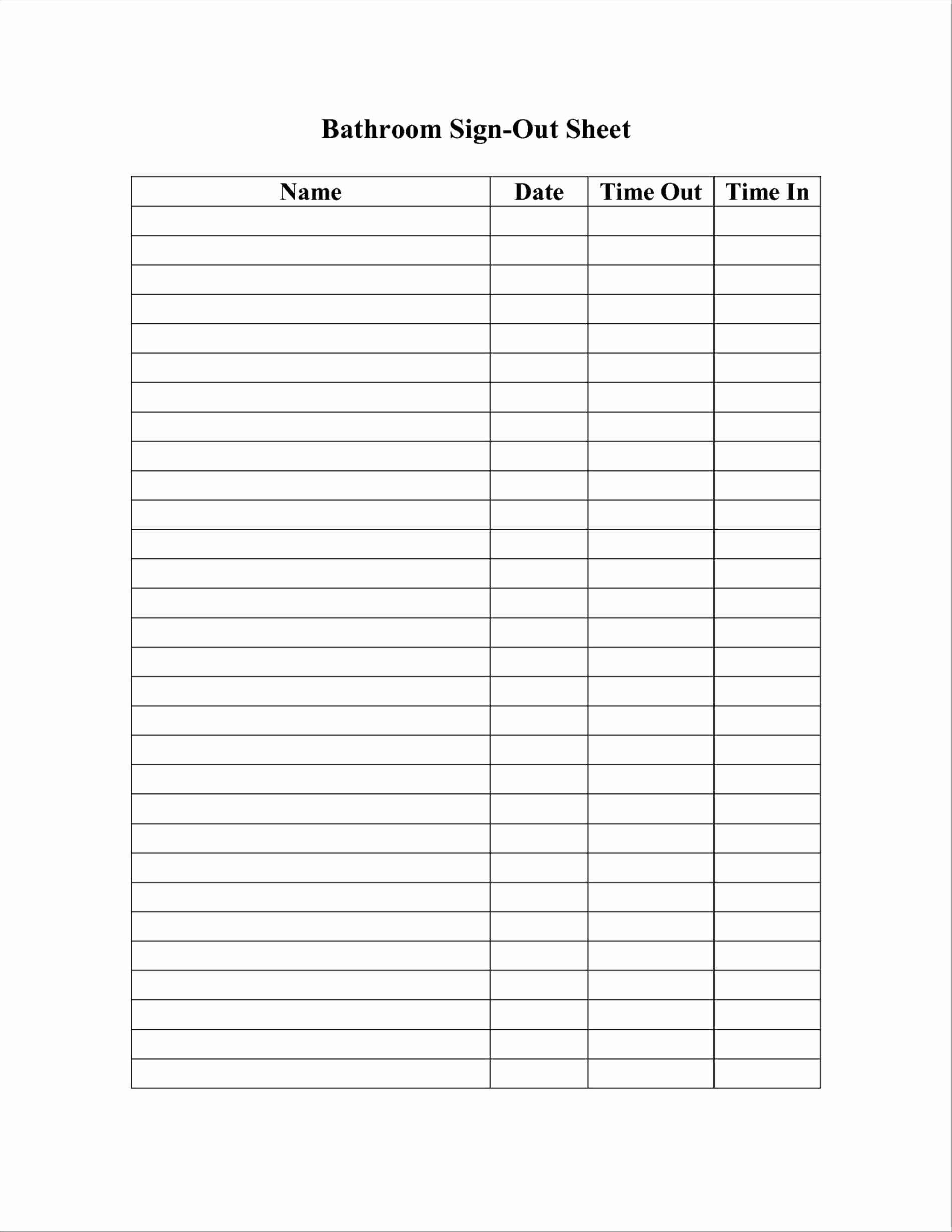 Sign Out Sheet Template Excel Lovely Sign Out Sheet Template Excel