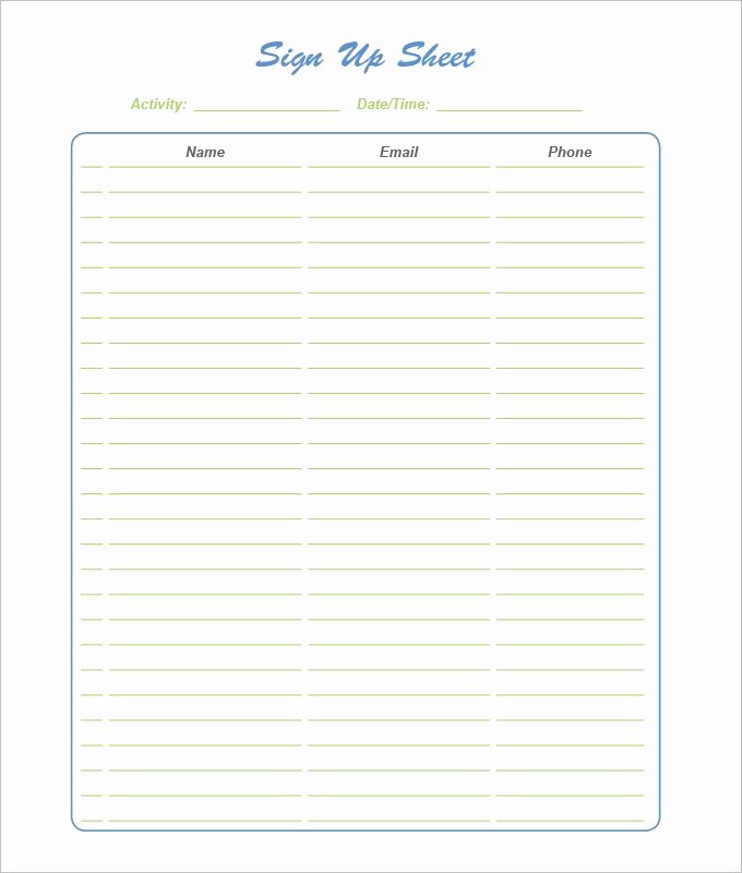Sign Up Sheet Template Fresh 21 Sign Up Sheet Templates Free Word Excel &amp; Pdf