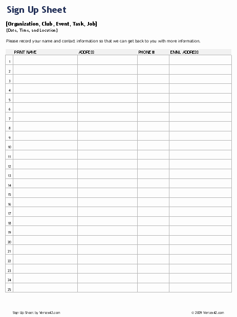 Sign Up Sheet Template Unique Sign Up Sheets Potluck Sign Up Sheet