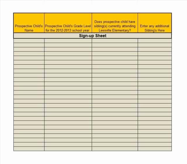 Sign Up Sheet Template Word Awesome Sign Up Sheet Templates Word Excel formats