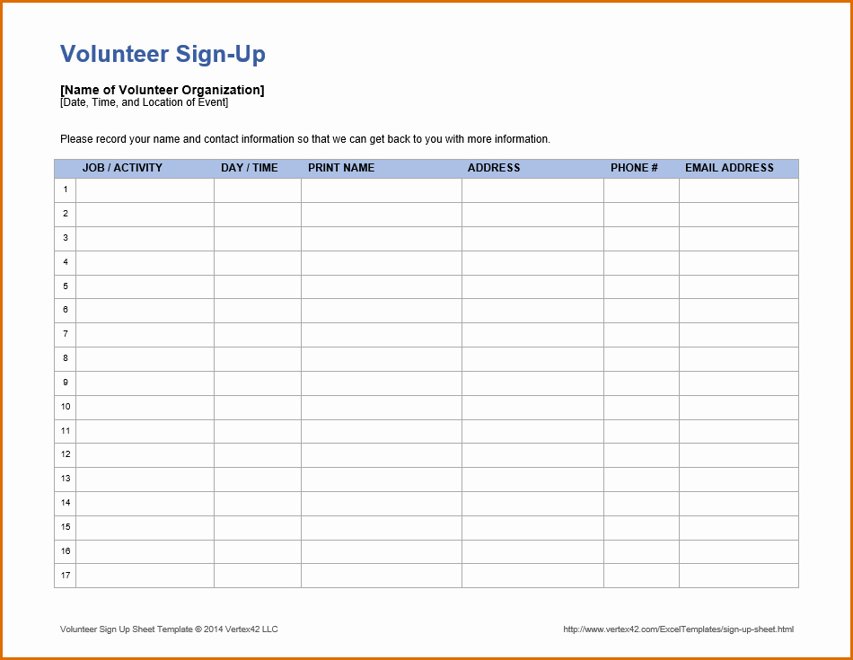Sign Up Sheet Template Word Best Of 10 Volunteer Sign Up Sheet Template