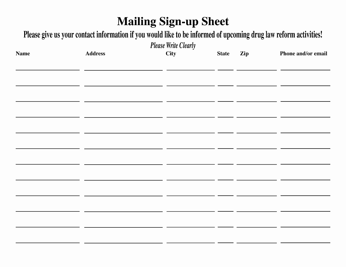 Sign Up Template Free Luxury Blank Sign Up Sheet Printable