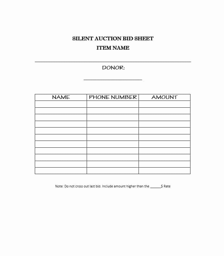 Silent Auction Bid Sheet Template Awesome 40 Silent Auction Bid Sheet Templates [word Excel]