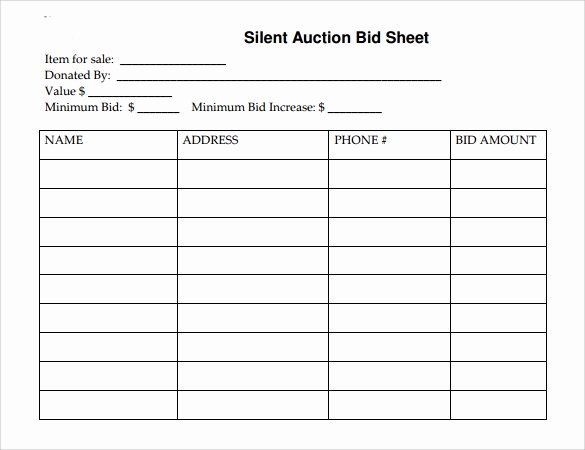 Silent Auction Bid Sheet Template Unique 19 Sample Silent Auction Bid Sheet Templates to Download
