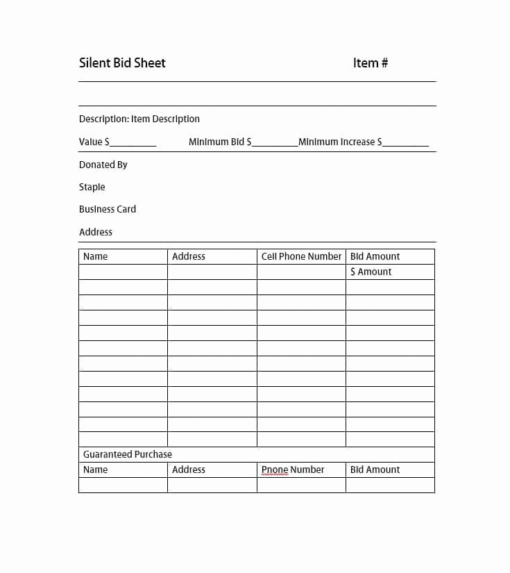 Silent Auction Sheet Template Lovely 40 Silent Auction Bid Sheet Templates [word Excel]