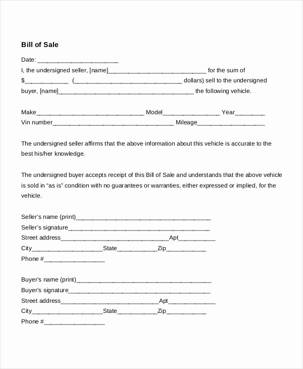 Simple Bill Of Sale Template Luxury Auto Bill Sale 11 Free Word Pdf Documents Download