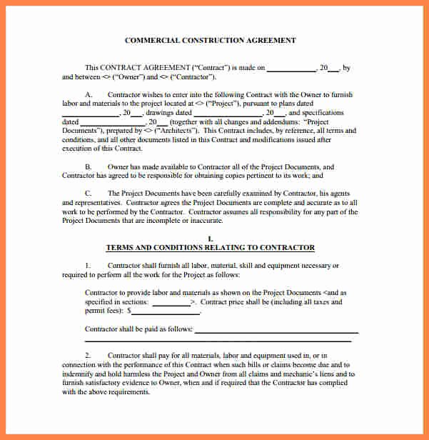 Simple Construction Contract Template Free Beautiful 6 Construction Contract Agreement Template