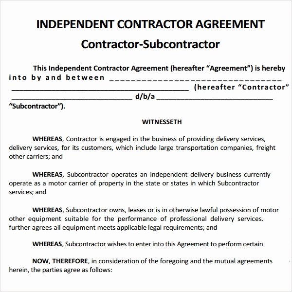 Simple Independent Contractor Agreement Template Awesome Free 17 Subcontractor Agreement Templates In Pdf