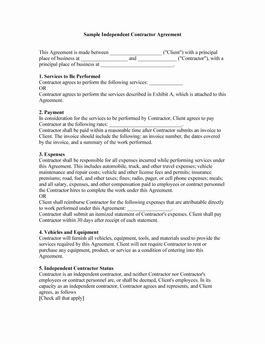 Simple Independent Contractor Agreement Template Beautiful 50 Free Independent Contractor Agreement forms &amp; Templates