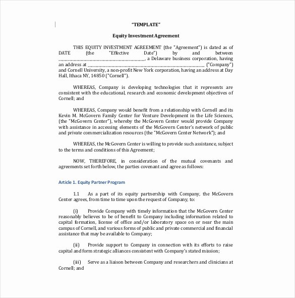 Simple Investment Contract Template Unique 15 Simple Investment Agreement Examples Pdf Word
