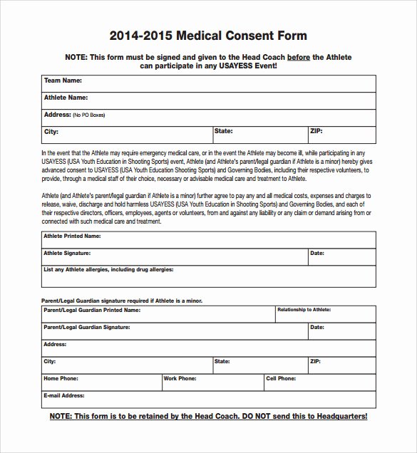 Simple Medical Release form Template Fresh Sample Medical Consent form 13 Free Documents In Pdf