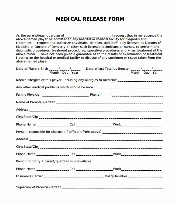 Simple Medical Release form Template Luxury Sample Medical Release form 10 Free Documents In Pdf Word