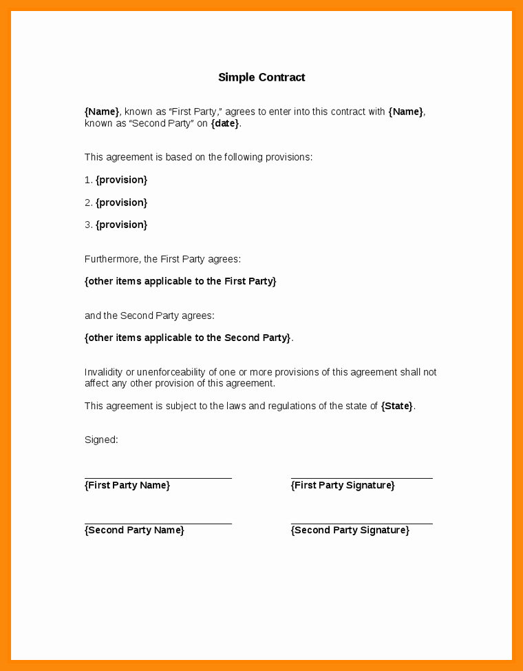 Simple Partnership Agreement Template Free Fresh Simple Contract Agreement