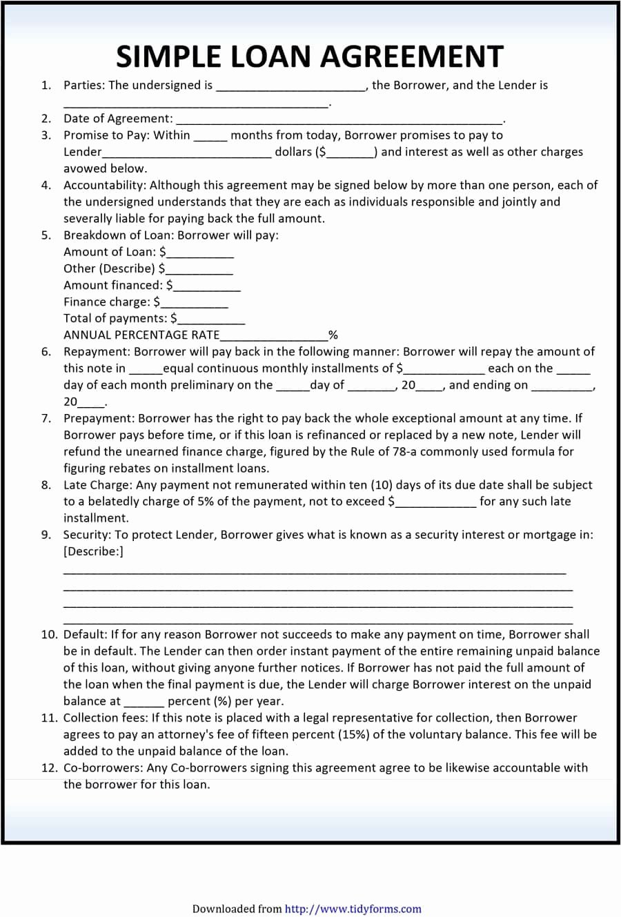 Simple Payment Agreement Template Awesome 40 Free Loan Agreement Templates [word &amp; Pdf] Template Lab