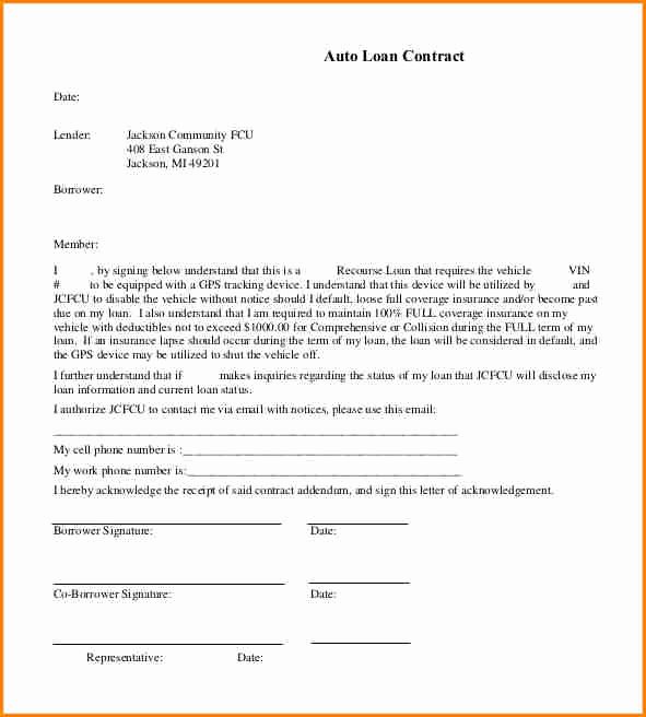 Simple Payment Agreement Template Lovely 5 Car Payment Contract Template