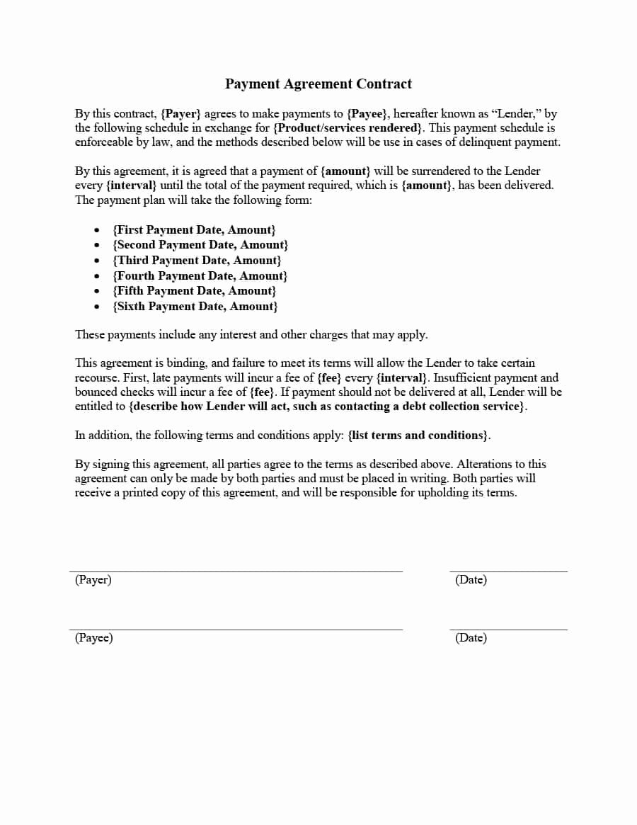 Simple Payment Plan Agreement Template Awesome Payment Agreement 40 Templates &amp; Contracts Template Lab