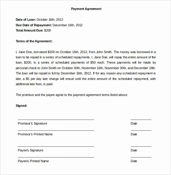 Simple Payment Plan Agreement Template Fresh Payment Plan Agreement Template 12 Free Word Pdf