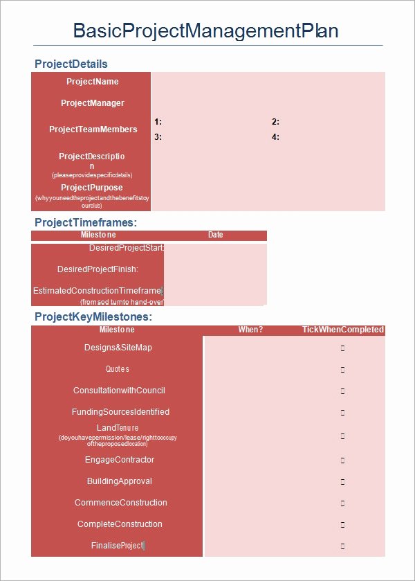 Simple Project Plan Template Word Beautiful Project Management Template 12 Download Free Documents