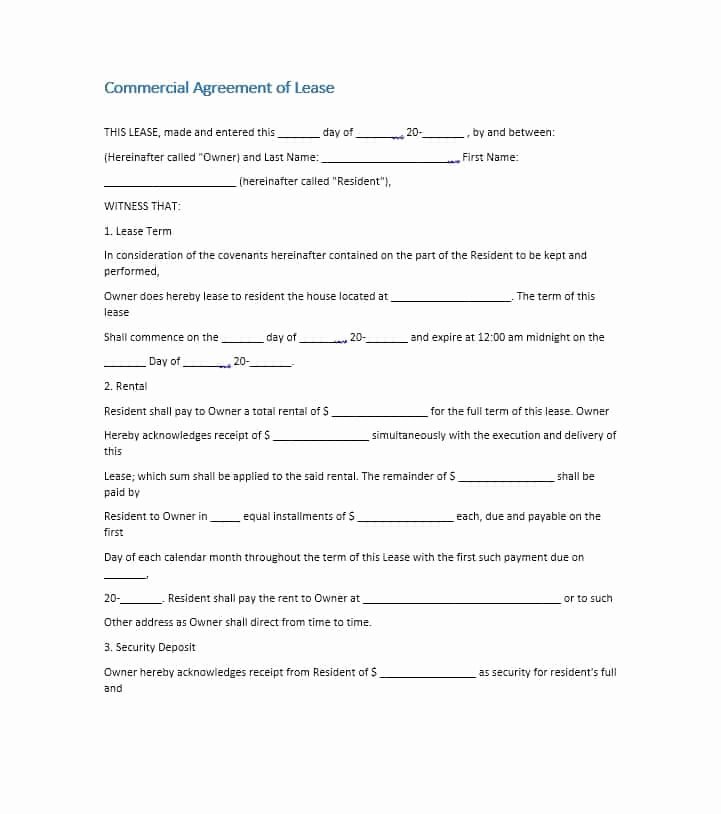 Simple Rental Agreement Template Unique 26 Free Mercial Lease Agreement Templates Template Lab
