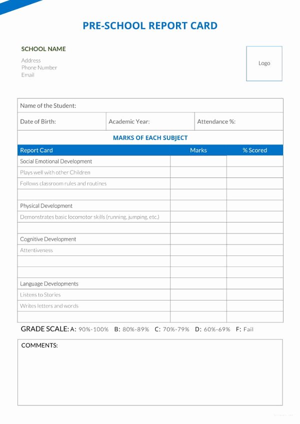 Simple Report Card Template Best Of 12 School Report Templates Pdf Doc Excel