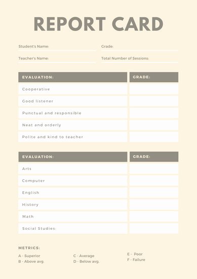 Simple Report Card Template Best Of Customize 34 Homeschool Report Card Templates Online Canva