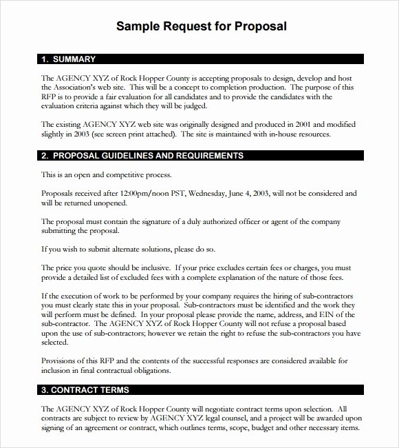 Simple Request for Proposal Template Lovely Rfp Template 7 Download Documents In Pdf Word