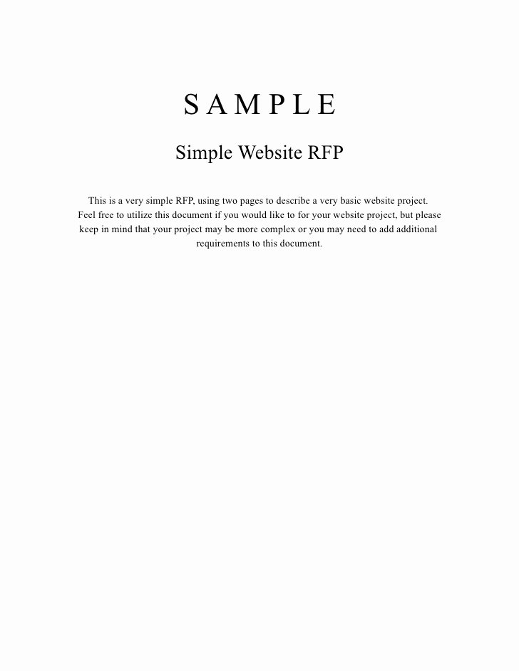 Simple Request for Proposal Template Luxury Basic Website Rfp Sample