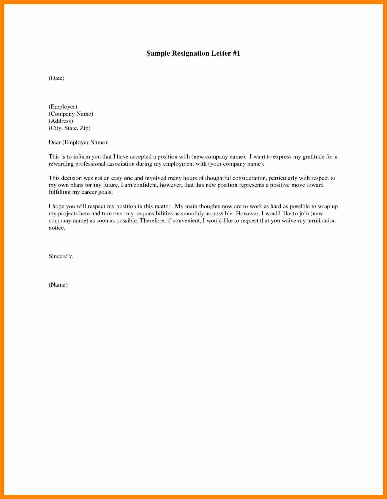 Simple Resignation Letter Templates Best Of 5 Simple Resignation Letter Template