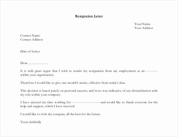 Simple Resignation Letter Templates Elegant Sample Simple Resignation Letter
