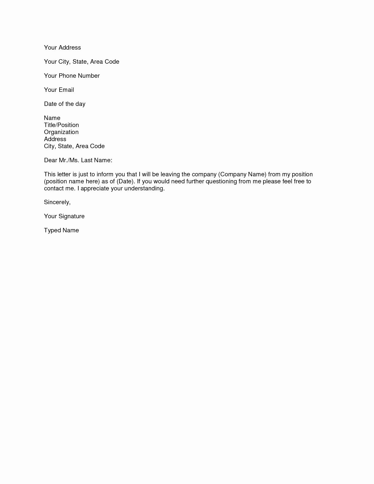 Simple Resignation Letter Templates Lovely Resignation Letter Samples Download Pdf Doc format