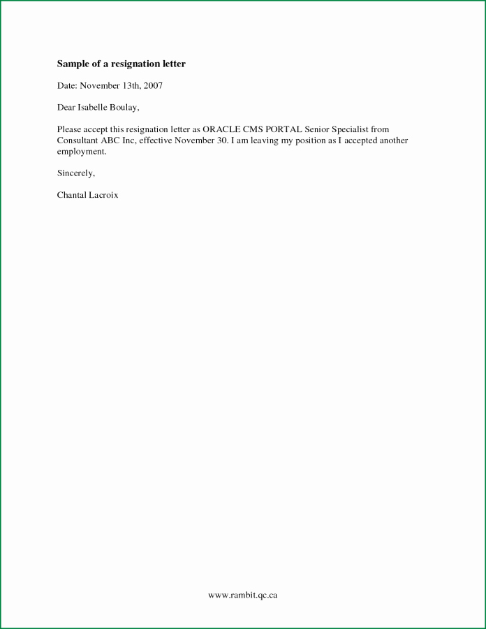 new simple resignation letter sample