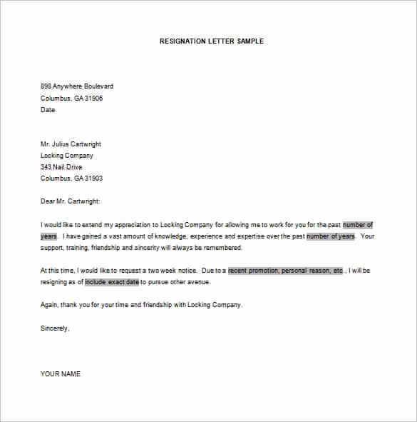 Simple Resignation Letter Templates New 39 Simple Resignation Letter Templates Pdf Doc