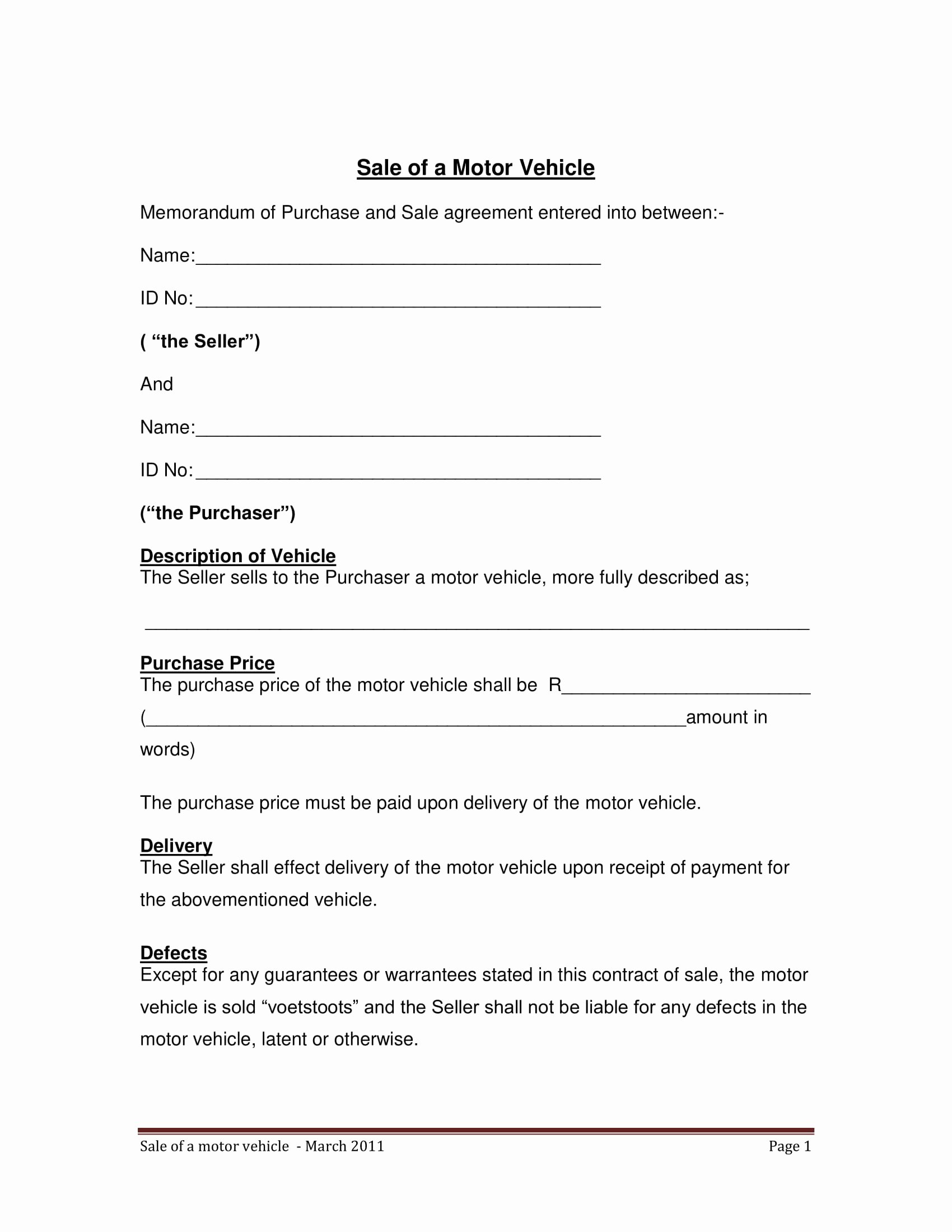 Simple Sales Agreement Template Best Of Free 3 Vehicle Sales Agreement Contract forms In Pdf