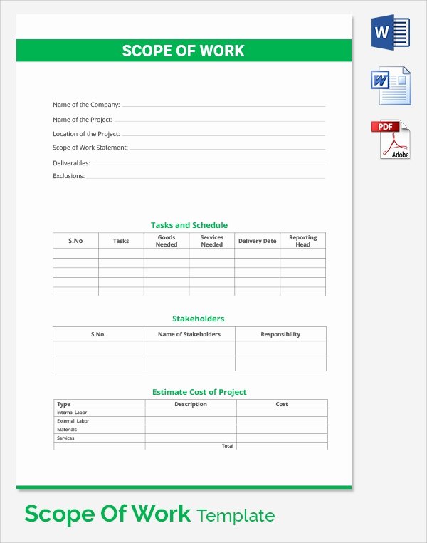 Simple Scope Of Work Template Inspirational Free 21 Sample Scope Of Work Templates In Pdf Word