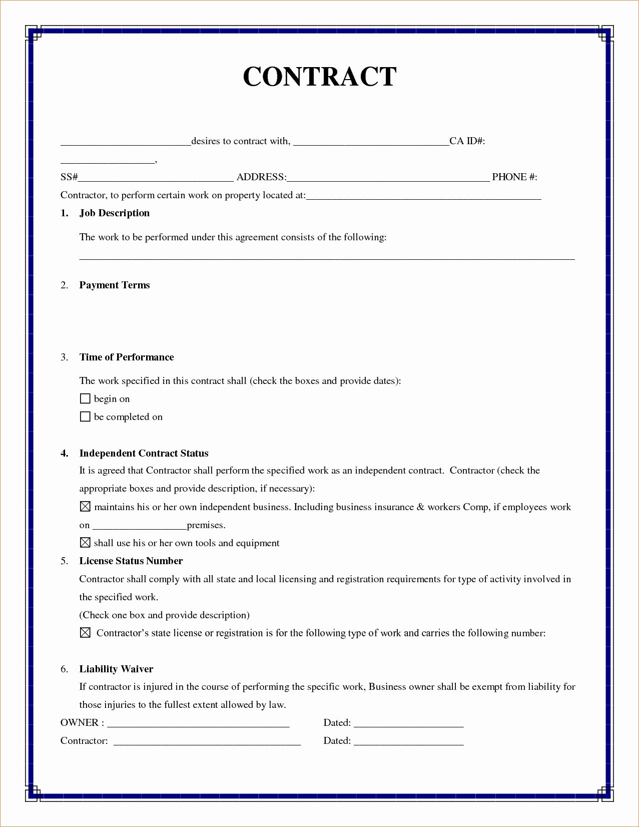 Simple Service Contract Template New 25 Plete Basic Contract Agreement Ru G