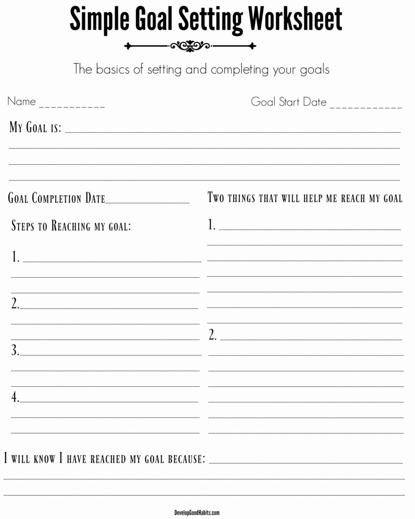 Simple Term Sheet Template Fresh 4 Free Goal Setting Worksheets – Free forms Templates and