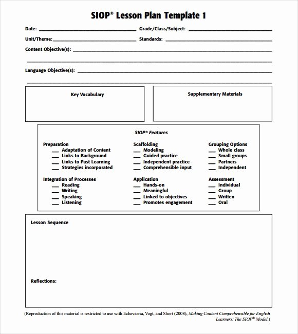 Siop Lesson Plan Template 1 Best Of 30 Siop Lesson Plan Template 1